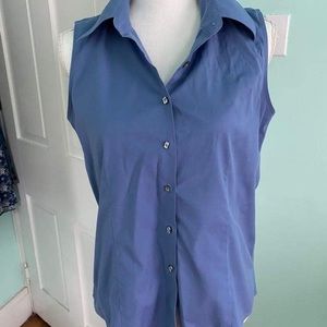 Talbots Blue Sleeveless Button Down Shirt